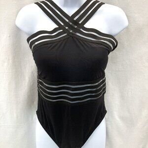 New Hilor Cross Over One Piece Black Swimsuit - Women's Size M